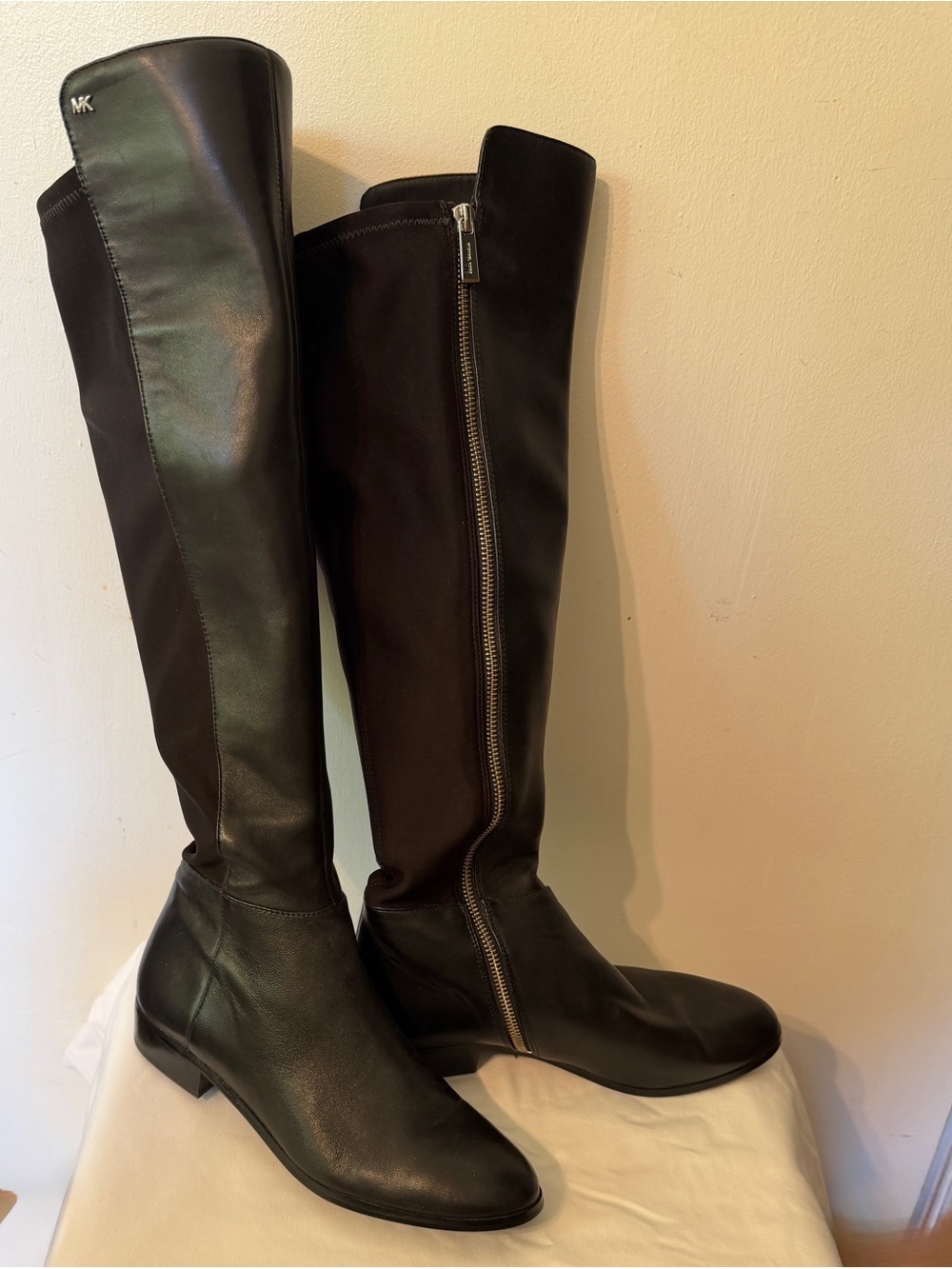 Michael Kors Black Leather Over-the-Knee Zip Boots